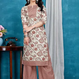 ZELZIS Women Floral Printed Regular Pure Cotton Kurta with Palazzos-picture-40