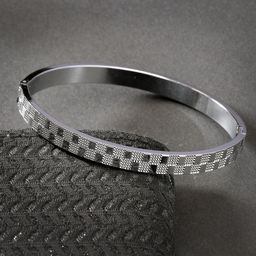 The Roadster Lifestyle Co Men Silver-Plated Kada Bracelet-image-85
