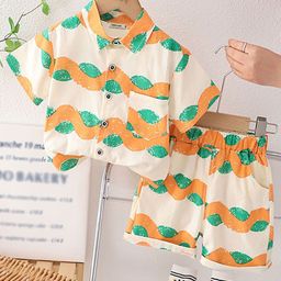 INCLUD Boys Printed Short Sleeves Shirt With Shorts-image-109