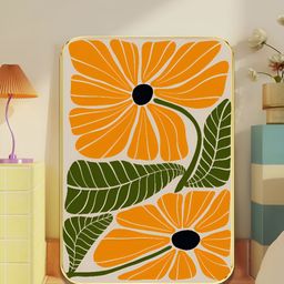 SAF Orange Colored & White Floral Printed Wall Art-image-57
