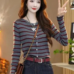 StyleCast Women Front-Open Striped Cardigan-4