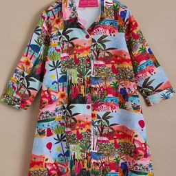 hopscotch Tropical Print Shirt Dress-picture-46
