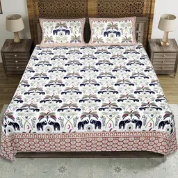 Wee Hours Multicoloured Queen Bedsheet with 2 Pillow Covers-image-97