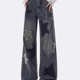 StyleCast Women Star Printed & Patchwork Relaxed Wide Leg Cotton Trousers-image-32