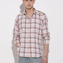 SHOWOFF Men Beige Tartan Checks Checked Casual Shirt-picture-20