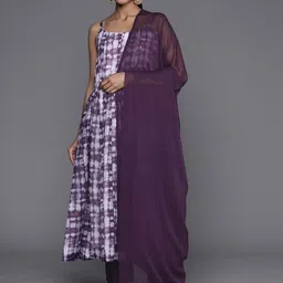 Varanga Abstract Printed Panelled Chanderi Silk A-Line Kurta With Trousers & Dupatta-2