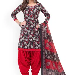 SALWAR STUDIO Floral Printed Pure Cotton Unstitched Dress Material-image-98