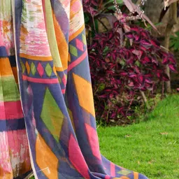 Anouk Rustic Abstract Printed Zari Chanderi Saree image 4