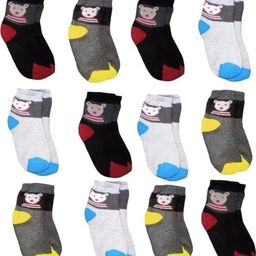 Akeeta Pack of 12 Kids Colourblocked Cotton Socks-image-48