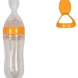 New Born Infant Baby Squeezy Food Grade Silicone Spoon Bottle Feeder with Soft Silicon for Baby Feeding Specially Used for Semi Solid - 90 ml Feeder-41