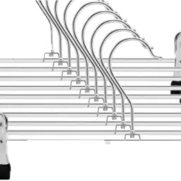 Heavy Duty Pants/Skirt Slim Hangers_Ridged Non-Slip with Adjustable Pinch Clips(Steel), 360-Rotating Chrome Swivel Hook Steel Trousers Pack of 6 Hangers ForTrousers-image-21