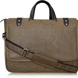 Khaki & Black Color Faux Leather 10L Office Laptop Bag For Men SDBG52 Waterproof Messenger Bag-image-78