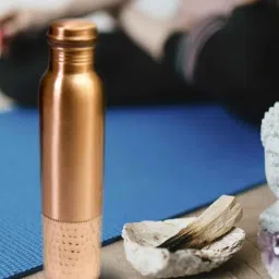 voidrop Round Hammered Pure Copper Water Bottle Leak Proof 1 Ltr-picture-0