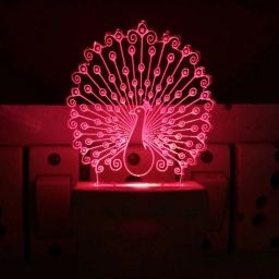 3D Illusion LED Light Night Lights for 7 LED Colors Changing Lighting Touch USB Charge Table Desk Bedroom Decoration Decorative Lighting Gifts for Boys Girls Kids Baby Friends (Love) peacock Night Lamp (15 cm, Multicolor) Night Lamp-image-3