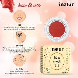 Inatur Set Of 2 Lip & Cheek Tint 8gm - Sunny Red and Mocha image 5