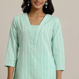 Libas Women Regular Thread Work Kurta with Trousers & With Dupatta image 4