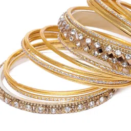 Peora Gold-Plated Set Of 2 Stone Studded Metal Chuda Bangle Set image 4