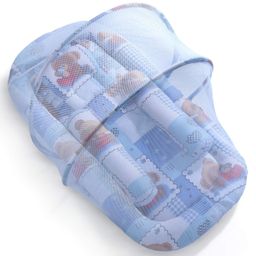 Babyhug Teddy Print Baby Jumbo Bedding Set With Mosquito Net - Blue-22