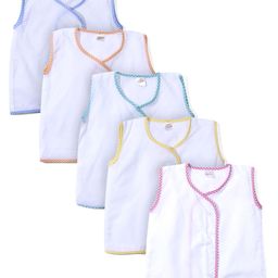 Tinycare Sleeveless Vests White Base Pack of 5 - Multicolour-image-57