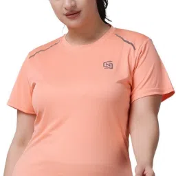 Women Solid Round Neck Polyester Beige T-Shirt-picture-23