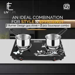 Popular Design Combo with 2 pcs Induction Friendly Sauce Pan Food Grade Steel Glass Manual Gas Stove-16