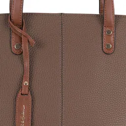 Mast & Harbour Beige Textured Zip Detail PU Structured Shoulder Bag image 3