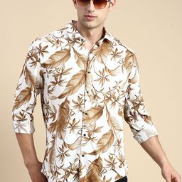 SHOWOFF Tropical Printed Comfort Slim Fit Opaque Cotton Casual Shirt-image-65