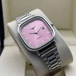Trendy Pink Dial Rectangle Watch for Girls & Women | Date Display Analog Watch - For Men & Women NSM-26-PINK-5