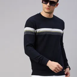 KOFFY Striped Ribbed Cotton Pullover Sweatshirt-picture-33