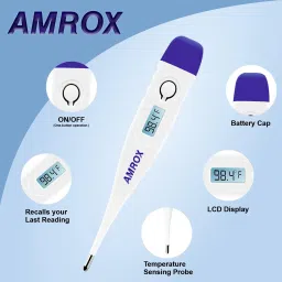 AMROX Thermometer Fever Alarm & Beeper Alert | CE Approved & 10 seconds Fast Reading Thermometer Fever Alarm & Beeper Alert | CE Approved & 10 seconds Fast Reading Thermometer image 2