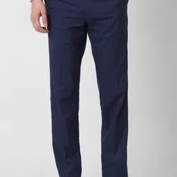 peter england Men Slim Fit Blue Polyester Trousers-picture-8