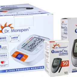 Dr. Morepen BP-15 Blood Pressure Monitor and Glucometer 50 Strips combo pack BP-15, Glucometer, 50strips Bp Monitor-8
