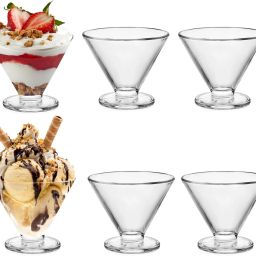 Glass Serving Bowl V-Shape Clear Glass Ice Cream Bowl With Round Base Disposable-image-84