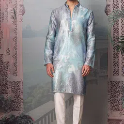 ASUKA Men Textured Kurta with Trousers-image-7