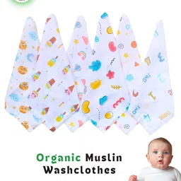 BAESD Set Of 6 Printed Muslin Cotton Baby Washcloths-34