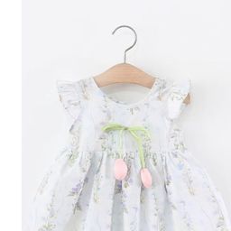 YK Floral Flutter Sleeve Fit & Flare Dress-image-35