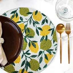 ANA 2 Pcs Green & Yellow Printed Cotton Table Placemats-13