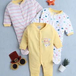 BUMZEE Girls Pack of 3 Printed Sleepsuit-image-8