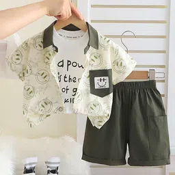 INCLUD Boys Printed Short Sleeves Shirt With T-Shirt & Shorts-image-91
