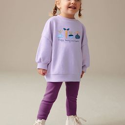 JC SPARKLE Girls Self Design Drop Shoulders Pure Cotton Sweatshirt With Leggings-picture-56