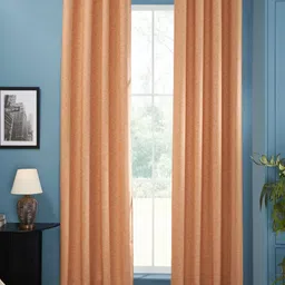Deco Window Peach-Coloured Set of 2 Room Darkening Long Door Curtain-24