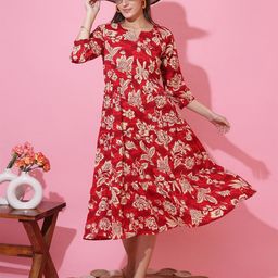 SHEETAL Associates Women Floral Printed Crepe Fit & Flare Midi Dress-image-35