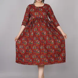 TANISHA Ethnic Print Maternity Fit & Flare Dress-15