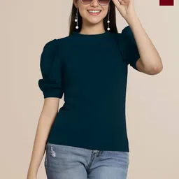 Mast & Harbour Women Pack of 2 Puff Sleeves V Neck Wrap Top-picture-26