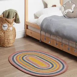 THEGASBH Yellow Geometric Handmade Hemp Carpet-image-46