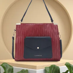 Caprese Textured Structured Hobo Bag with Bow Detail-image-23