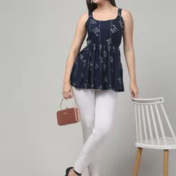 clobug Floral Print Cotton Peplum Top-image-61