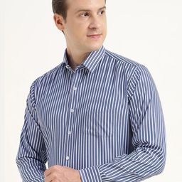 Hancock Men Slim Fit Striped Wrinkle Resistant Formal Shirt-picture-37