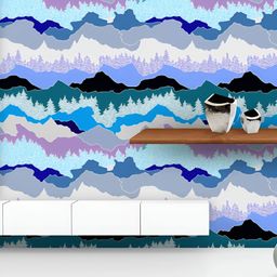 ArtzFolio Printed UV-Resistant Anti-Bacterial Abstract Forest Mountain Peel & Stick Wallpaper-image-99