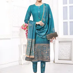 GULKEE FAB Ethnic Motifs Printed Round Neck Straight Kurta & Trousers With Dupatta-picture-5